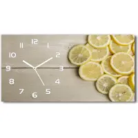 Tulup Wanduhr aus Glas – 60x30 cm - Glasbild - Glasuhr - Gehärtetes Glas - weisse-zeiger - Zitronen Holz