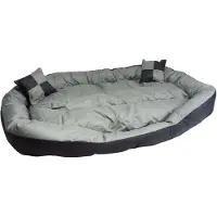 Hossi's Wholesale Hossis Wholesale Hundebett Grau Größe XL 150x120x25cm | Großes Hundesofa mit Wendekissen & Zierkissen | Waschbar & abwischbar | Kuscheliger Hundekorb für große Hunde | Geruchsfrei
