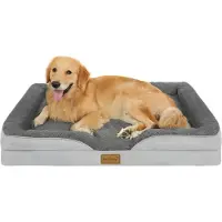 Markenlos Extra großes wasserdichtes orthopädisches Hundebett - weiche Hundeschlafbank mit abnehmbaren und waschbaren Bezügen, 111 x 80 cm
