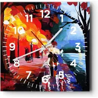 ARTTOR Wanduhr - Quadrat - Glasuhr - Grafik Abbildung See Abend - 40x40cm - Schleichendes Uhrwerk - Lautlos - zum Aufhängen bereit - Dekoration Modern - Wanddekoration aus Glas - C4AC40x40-3110