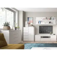 Lomadox Wohnmöbel Set mit Wohnwand und Sideboard in weiß FORTALEZA-129