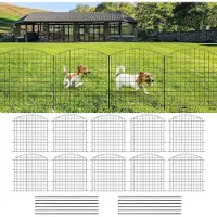 Woltu Gartenzaun 10 Zaunelemente 11 Befestigungsstäbe Oberbogen Schwarz