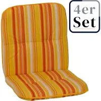 Green Spirit 4er Set Niedriglehner Auflage Edremit, Motiv - gestreift, gelb - orange, 96x47x5cm
