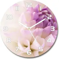 Tulup Wanduhr aus Glas 30fi Glasbild Glasuhr Gehärtetes Glas - weisse-zeiger - White dahlia