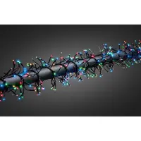 Konstsmide 3858-500 Micro LED Büschellichterkette Cluster1,2m, mit 8 Funktionen, Steuergerät und Memoryfunktion , 144 bunte Dioden, 36V Außentrafo, schwarzes Kabel