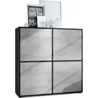 Vladon Highboard Cuba V2 Schrank 104 x 105,5 x 35,5 cm Sideboard mit 8 Fächern, Germany, Korpus in Schwarz matt / Fronten in Beton Oxid Optik