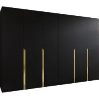 Mirjan 24 Kleiderschrank Mila 1 300, Schlafzimmer, Kleiderschrank, mit sechs Drehturen und mit vier Kleiderstange, Modern, Garderobenschrank (Farbe: Schwarz + Gold)