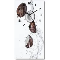 Tulup Wanduhr aus Glas – 30x60 cm - Glasbild - Glasuhr - Gehärtetes Glas -Kokosnuss