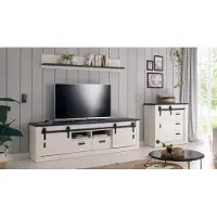 IMV Wohnwand Sherwood W2 Pinie weiß anthrazit mit soft-close