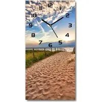 Tulup Wanduhr aus Glas – 30x60 cm - Glasbild - Glasuhr - Gehärtetes Glas -Weg zum Strand