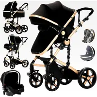 Markenlos 3 in 1 Kombikinderwagen Reisesystem für geborene, faltbarer Standardkinderwagen