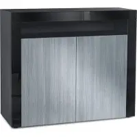 Vladon Kommode Valencia, Germany, Sideboard mit 2 Türen und 1 offenem Fach, Schwarz matt/Avola-Anthrazit/Schwarz Hochglanz (108 x 92 x 40 cm)