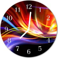Tulup Glasuhr Wanduhr Küchenuhr Echt-Glas 30fi cm Abstrakte Kunst mehrfarbig