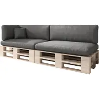 Sunnypillow Palettenkissen Outdoor, wasserdicht, UV-lichtecht - 6er Set - Palettenauflage für Palettensofa für Haus, Garten - Palettenpolster für Palettenmöbel - Rückenkissen & Sitzkissen Anthrazit