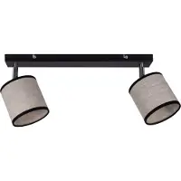 Licht-Erlebnisse Deckenstrahler Metall Stoff E14 verstellbar Schwarz Beige 2-flammig länglich Modern Spot Lampe Decke