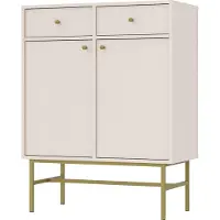 Masseno Kommode TORINO 84 cm Sideboard mit 2 Schubladen und 2 Türen für Wohnzimmer Schlafzimmer Modern 84x41x108 cm Beige / Beige