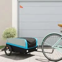 vidaXL CLORIS Fahrradanhänger Schwarz und Blau 45 kg Eisen, 7,8 kg