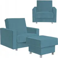 Family meble Ohrensessel mit Hocker Alicja Relaxsessel Fernsehsessel Bequemer Sessel Loungesessel aus Webstoff Wohnzimmer Schlafzimmer Büro (NE V 131)