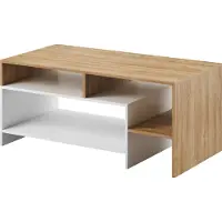 Masseno Couchtisch ALBINA 120 cm Kaffetisch für Wohnzimmer Sofatisch Wohnzimmertisch Eichefarben