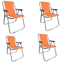Linder Exclusiv GmbH Campingstuhl Anglersessel Gartenstuhl Sessel mit Armlehne orange 4er Set