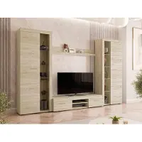 Mirjan 24 Wohnwand Farso XL, Modernes Wohnzimmer-Set, Schrankwand, Stilvoll Mediawand, TV-Möbel (ohne Beleuchtung, Sonoma Eiche)