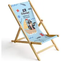 Ferocity Kinder Holz-Liegestuhl Personalisierbar Klappbar Klappliegestuhl Sonnenliege Strandstuhl Wechselbezug Motiv Pirate Bär [119]
