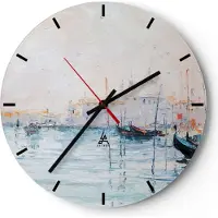 ARTTOR Wanduhr - Rund - Glasuhr - Venedig Basilika - 40x40cm - Schleichendes Uhrwerk - Lautlos - zum Aufhängen bereit - Dekoration Modern - Wanddekoration aus Glas - C3AR40x40-3662
