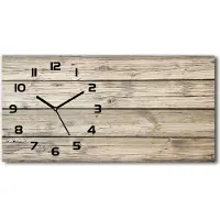 Tulup Wanduhr aus Glas – 60x30 cm - Glasbild - Glasuhr - Gehärtetes Glas - schwarze-zeiger - Holzuntergrund