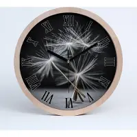 Tulup Holzuhr 30fi cm wanduhr - schwarze Spitzen - Löwenzahn Samen