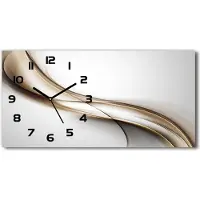 Tulup Wanduhr aus Glas – 60x30 cm - Glasbild - Glasuhr - Gehärtetes Glas - schwarze-zeiger - Brown-Welle