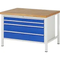 RAU Werkbank mit 4 XXL Schubladen - Teilauszug - 90:2 / 180:2 - 840 x 1.250 x 900 mm (HxBxT) - Traglast 1.250 kg - Buche