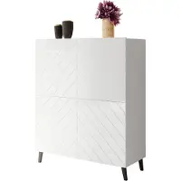 Mirjan 24 Kommode Abeto 100 mit 4 Türen, Griffloses Öffnungssystem push to open, Highboard (Farbe: Weiß / Weiß Hochglanz)
