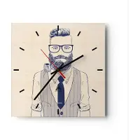 ARTTOR Wanduhr - Quadrat - Glasuhr - Mann Pfeife - 40x40cm - Schleichendes Uhrwerk - Lautlos - zum Aufhängen bereit - Dekoration Modern - Wanddekoration aus Glas - C3AC40x40-3813