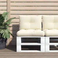 vidaXL "2026 Promotion" Palettenkissen 2-tlg. Creme Stoff - Gartenmöbelauflagen CC21918