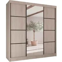 Beautysofa | Schiebetürenschrank VILO II 200 cm - Kleiderschrank mit Spiegel, 3 Schiebetüren, 4 Schubladen, Eiche Sonoma + Schwarz