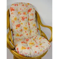 Rattani Polster , Kissen für Drehsessel / Schaukelstuhl Ersatzpolster L 130 cm , Stoff Mirha Leinen Flowers