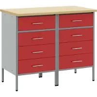 vidaXL Möbel Werkstattschränke 2 Stk. Rot und Grau Holzwerkstoff Stahl - Werkbänke 3321363
