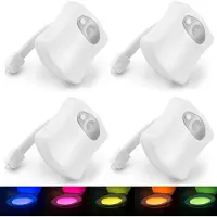 Maximex 4er Set LED Toilettenlicht mit Bewegungsmelder WC Nachtlicht Toiletten Lampe Beleuchtung Klolicht mit Farbwechsel Batterie