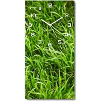 Tulup Wanduhr aus Glas – 30x60 cm - Glasbild - Glasuhr - Gehärtetes Glas -Gras