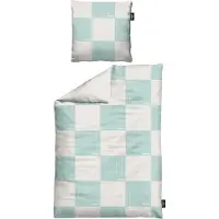 Sansibar Wendebettwäsche Bettwäsche-Set Chessboard, 155x220 cm/ 80x80 cm in Türkis, 100% Premium Baumwolle