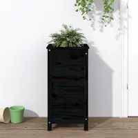 vidaXL "Rabatt" Pflanzkübel modernem Design - Blumentopf/Pflanzkasten - Schwarz 40x40x78 cm Massivholz Kiefer - Beete CC22154