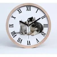 Tulup Holzuhr 25fi cm wanduhr - schwarze Spitzen - Hund und Katze