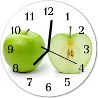 Tulup Glasuhr Wanduhr Küchenuhr Echt-Glas 30fi cm Apfel grün