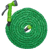 Kinzo Flexibler Gartenschlauch, Sprühkopf mit Multifunktionsdüse, 7 Funktionen, dehnbar bis max. 15 m