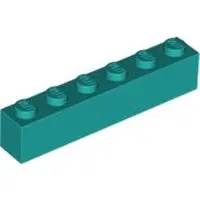 LEGO 50 Stück 3009 Stein Brick 1x6 Part Basic Steine 50 Dunkles Türkies