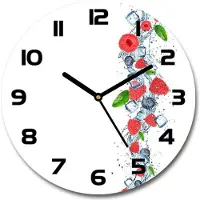Tulup Wanduhr aus Glas 30fi Glasbild Glasuhr Gehärtetes Glas - schwarze-zeiger - Forest fruits with ice