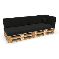 Pokar Palettenkissen Palettenauflagen mit abnehmbarem Bezug Palettensofa, Größe:6er Set, Farbe:Schwarz