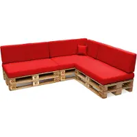 Pokar Palettenkissen Palettenauflagen mit abnehmbarem Bezug Palettensofa, Größe:8er Set, Farbe:Rot - Wasserdicht