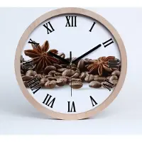 Tulup Holzuhr 25fi cm wanduhr - schwarze Spitzen - Kaffeebohnen Zimt