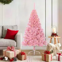 vidaXL "Schlussverkauf" Künstlicher vorbeleuchteter Weihnachtsbaum(1 pc) - Kunstbaum/Tannenbaum - Rosa 150 cm PVC C7822